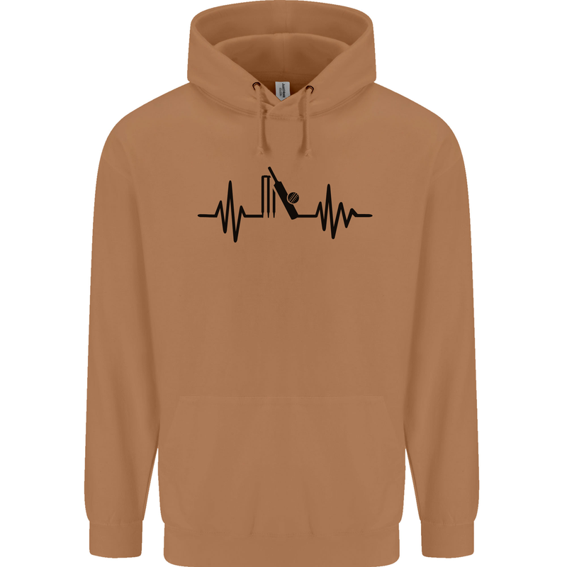 Cricket Pulse Cricketer Cricketing ECG Mens 80% Cotton Hoodie Caramel Latte