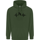 Cricket Pulse Cricketer Cricketing ECG Mens 80% Cotton Hoodie Forest Green