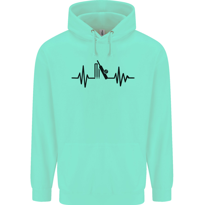 Cricket Pulse Cricketer Cricketing ECG Mens 80% Cotton Hoodie Peppermint