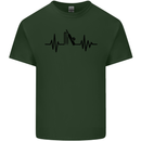 Cricket Pulse Cricketer Cricketing ECG Mens Cotton T-Shirt Tee Top Forest Green