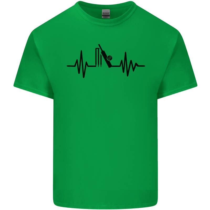Cricket Pulse Cricketer Cricketing ECG Mens Cotton T-Shirt Tee Top Irish Green