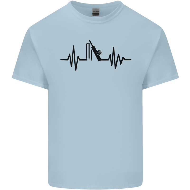 Cricket Pulse Cricketer Cricketing ECG Mens Cotton T-Shirt Tee Top Light Blue
