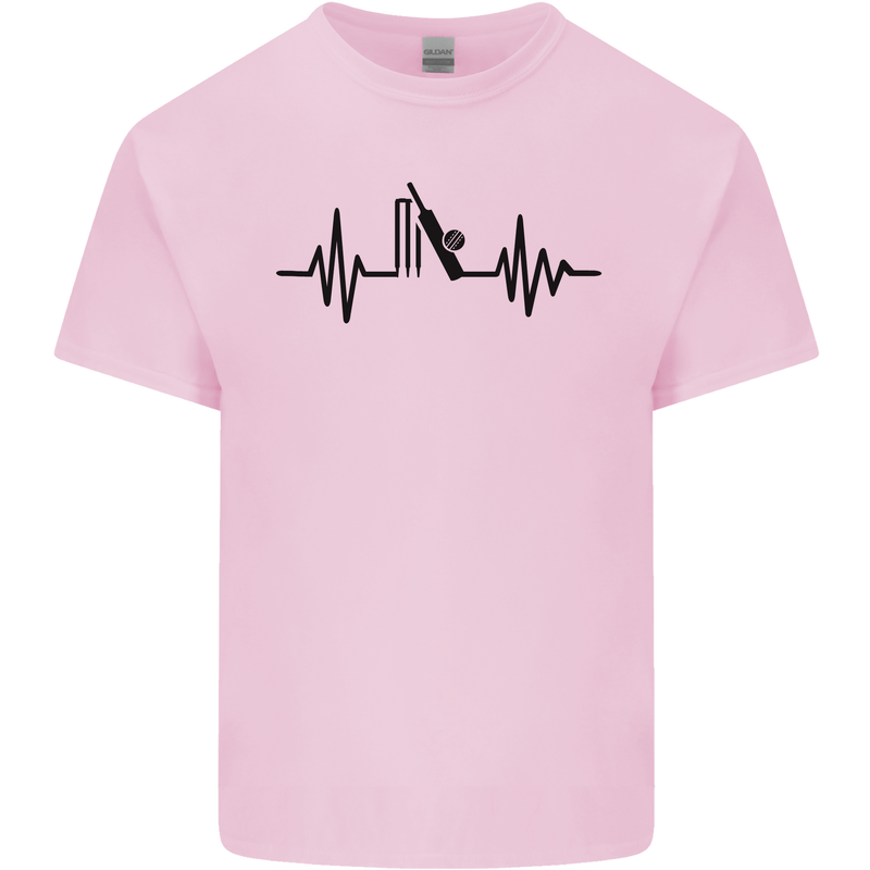 Cricket Pulse Cricketer Cricketing ECG Mens Cotton T-Shirt Tee Top Light Pink