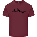 Cricket Pulse Cricketer Cricketing ECG Mens Cotton T-Shirt Tee Top Maroon