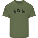 Cricket Pulse Cricketer Cricketing ECG Mens Cotton T-Shirt Tee Top Military Green