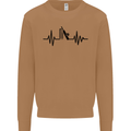 Cricket Pulse Cricketer Cricketing ECG Mens Sweatshirt Jumper Caramel Latte