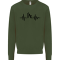 Cricket Pulse Cricketer Cricketing ECG Mens Sweatshirt Jumper Forest Green