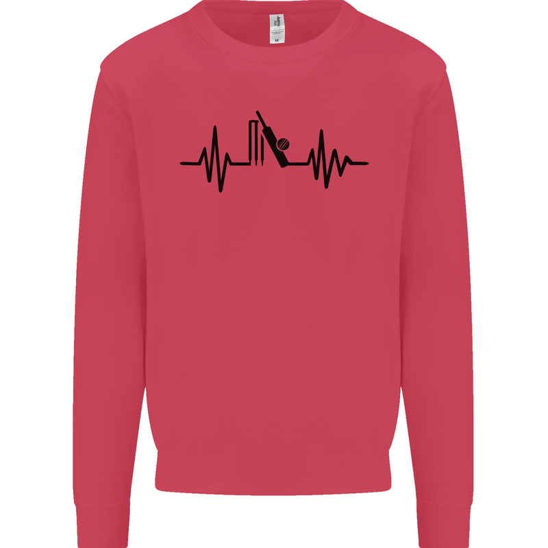 Cricket Pulse Cricketer Cricketing ECG Mens Sweatshirt Jumper Heliconia