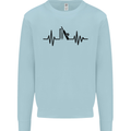 Cricket Pulse Cricketer Cricketing ECG Mens Sweatshirt Jumper Light Blue