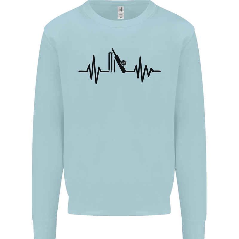 Cricket Pulse Cricketer Cricketing ECG Mens Sweatshirt Jumper Light Blue