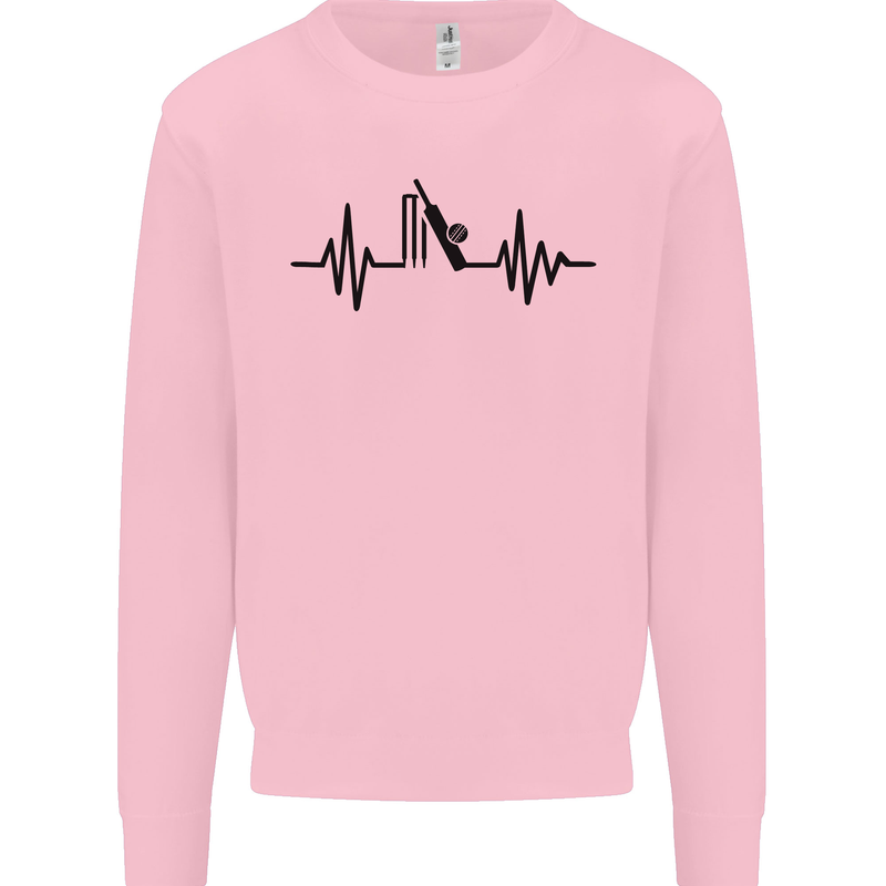 Cricket Pulse Cricketer Cricketing ECG Mens Sweatshirt Jumper Light Pink