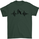 Cricket Pulse Cricketer Cricketing ECG Mens T-Shirt Cotton Gildan Forest Green
