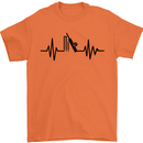 Cricket Pulse Cricketer Cricketing ECG Mens T-Shirt Cotton Gildan Orange