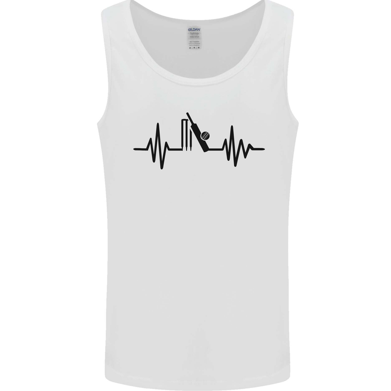 Cricket Pulse Cricketer Cricketing ECG Mens Vest Tank Top White