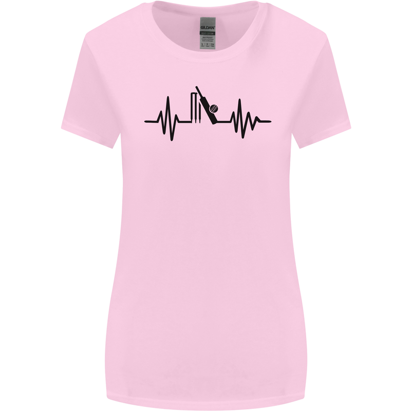 Cricket Pulse Cricketer Cricketing ECG Womens Wider Cut T-Shirt Light Pink