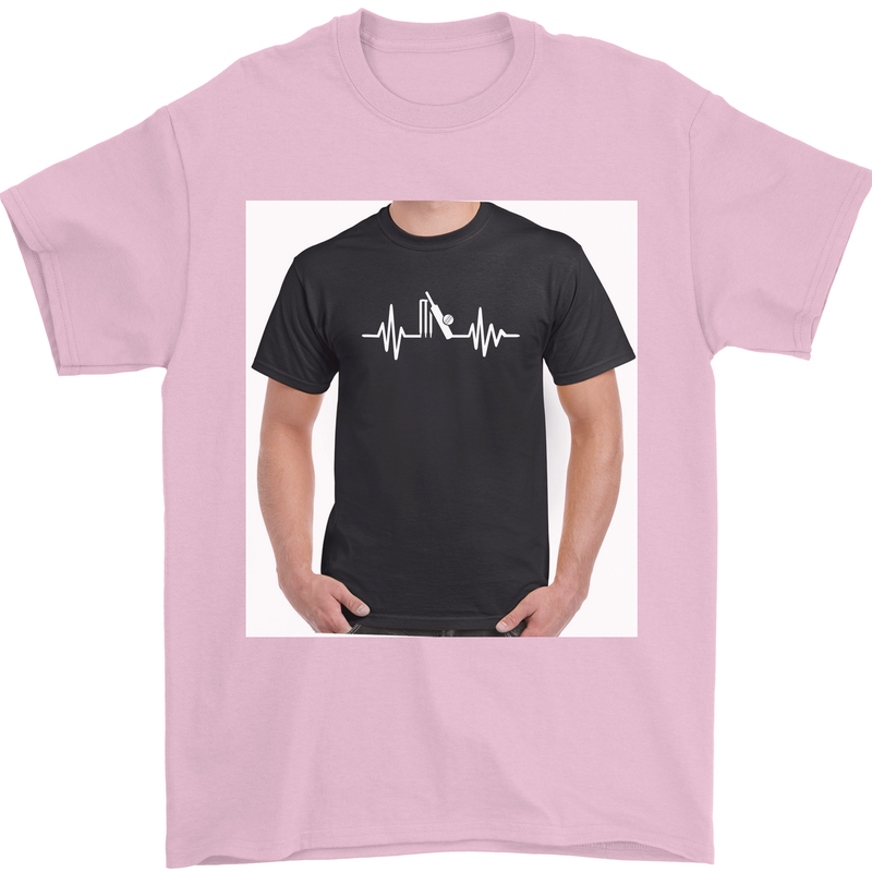 Cricket Pulse Mens T-Shirt Cotton Gildan Light Pink