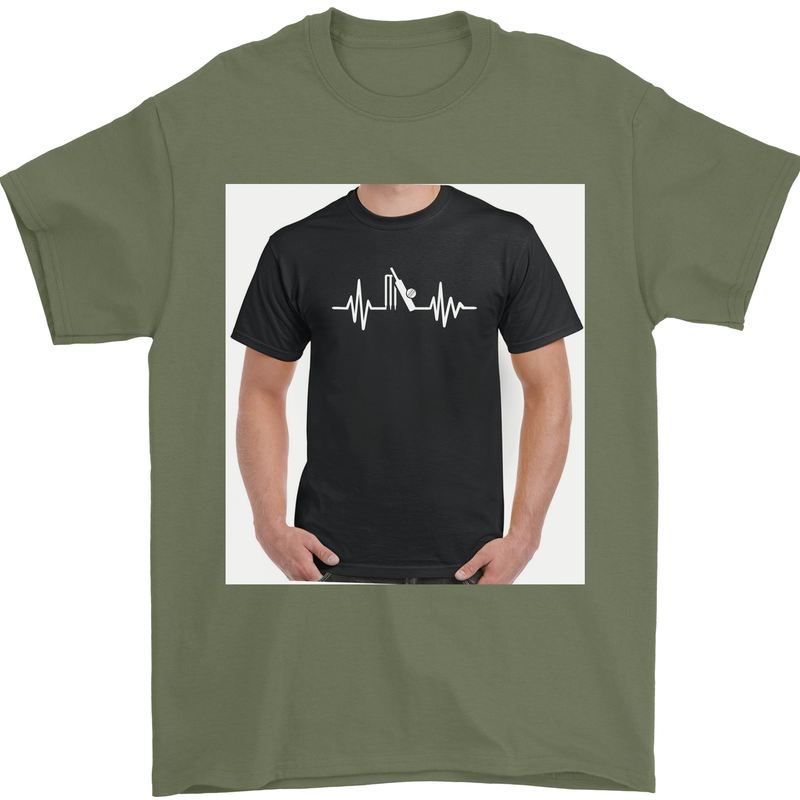 Cricket Pulse Mens T-Shirt Cotton Gildan Military Green