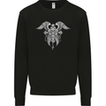 Cross Skull Wings Gothic Biker Heavy Metal Kids Sweatshirt Jumper Black