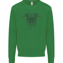 Cross Skull Wings Gothic Biker Heavy Metal Kids Sweatshirt Jumper Irish Green