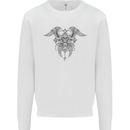 Cross Skull Wings Gothic Biker Heavy Metal Kids Sweatshirt Jumper White