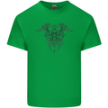 Cross Skull Wings Gothic Biker Heavy Metal Kids T-Shirt Childrens Irish Green