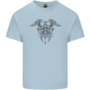 Cross Skull Wings Gothic Biker Heavy Metal Kids T-Shirt Childrens Light Blue