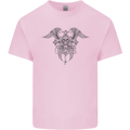 Cross Skull Wings Gothic Biker Heavy Metal Kids T-Shirt Childrens Light Pink