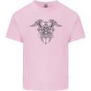 Cross Skull Wings Gothic Biker Heavy Metal Kids T-Shirt Childrens Light Pink