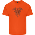 Cross Skull Wings Gothic Biker Heavy Metal Kids T-Shirt Childrens Orange