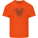 Cross Skull Wings Gothic Biker Heavy Metal Kids T-Shirt Childrens Orange