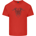 Cross Skull Wings Gothic Biker Heavy Metal Kids T-Shirt Childrens Red