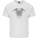 Cross Skull Wings Gothic Biker Heavy Metal Kids T-Shirt Childrens White