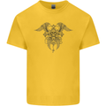 Cross Skull Wings Gothic Biker Heavy Metal Kids T-Shirt Childrens Yellow