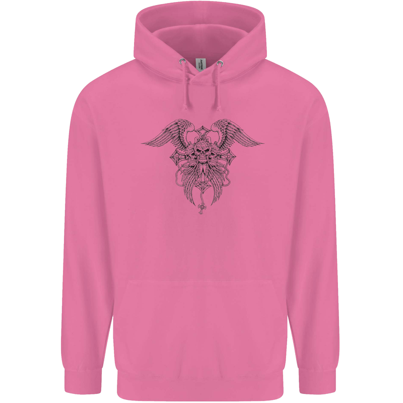 Cross Skull Wings Gothic Biker Heavy Metal Mens 80% Cotton Hoodie Azelea