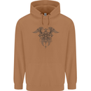 Cross Skull Wings Gothic Biker Heavy Metal Mens 80% Cotton Hoodie Caramel Latte