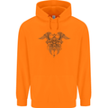 Cross Skull Wings Gothic Biker Heavy Metal Mens 80% Cotton Hoodie Orange