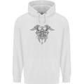 Cross Skull Wings Gothic Biker Heavy Metal Mens 80% Cotton Hoodie White