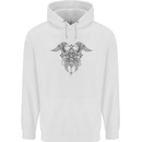 Cross Skull Wings Gothic Biker Heavy Metal Mens 80% Cotton Hoodie White
