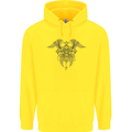 Cross Skull Wings Gothic Biker Heavy Metal Mens 80% Cotton Hoodie Yellow