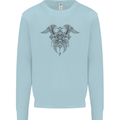 Cross Skull Wings Gothic Biker Heavy Metal Mens Sweatshirt Jumper Light Blue