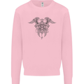 Cross Skull Wings Gothic Biker Heavy Metal Mens Sweatshirt Jumper Light Pink