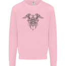 Cross Skull Wings Gothic Biker Heavy Metal Mens Sweatshirt Jumper Light Pink