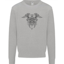 Cross Skull Wings Gothic Biker Heavy Metal Mens Sweatshirt Jumper Sports Grey