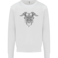 Cross Skull Wings Gothic Biker Heavy Metal Mens Sweatshirt Jumper White