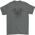 Cross Skull Wings Gothic Biker Heavy Metal Mens T-Shirt Cotton Gildan Charcoal