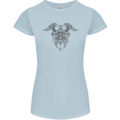 Cross Skull Wings Gothic Biker Heavy Metal Womens Petite Cut T-Shirt Light Blue
