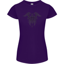 Cross Skull Wings Gothic Biker Heavy Metal Womens Petite Cut T-Shirt Purple