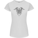 Cross Skull Wings Gothic Biker Heavy Metal Womens Petite Cut T-Shirt White