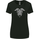 Cross Skull Wings Gothic Biker Heavy Metal Womens Wider Cut T-Shirt Black