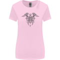 Cross Skull Wings Gothic Biker Heavy Metal Womens Wider Cut T-Shirt Light Pink